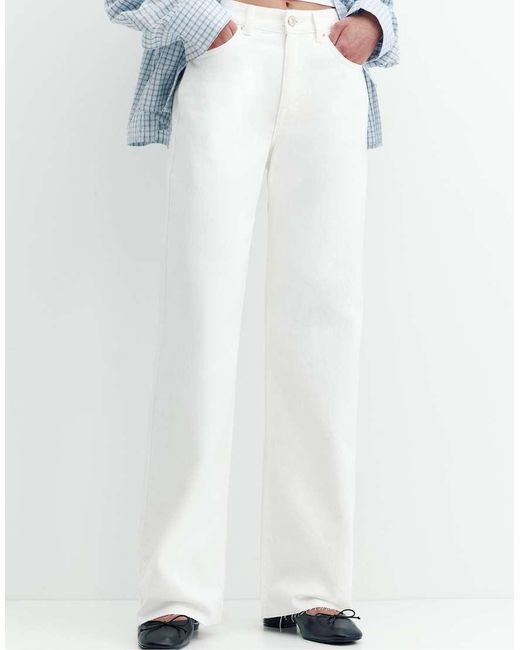 Pull&Bear Blue Petite Straight Wide-leg Jeans
