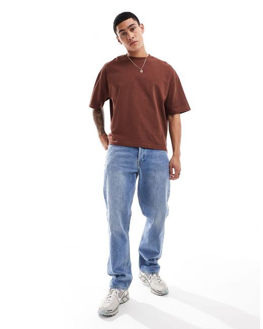 ASOS Red Heavyweight Oversized Step Hem T-shirt for men