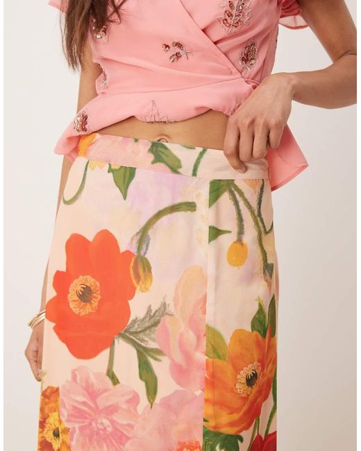 Hope & Ivy Pink High Waist Thigh Slit Maxi Skirt