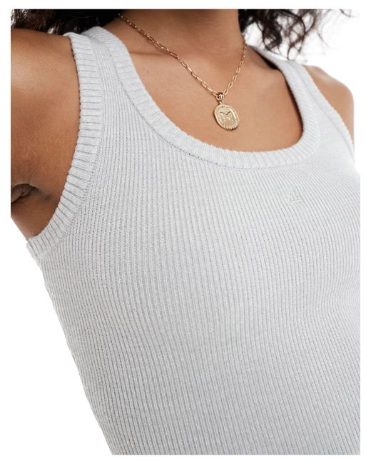 4th & Reckless White Premium Knitted Rib Embroidered Logo Tank Top