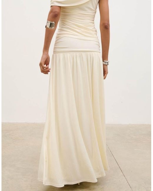 Pretty Lavish Natural Lydia Ruched Maxi Skirt Co-Ord