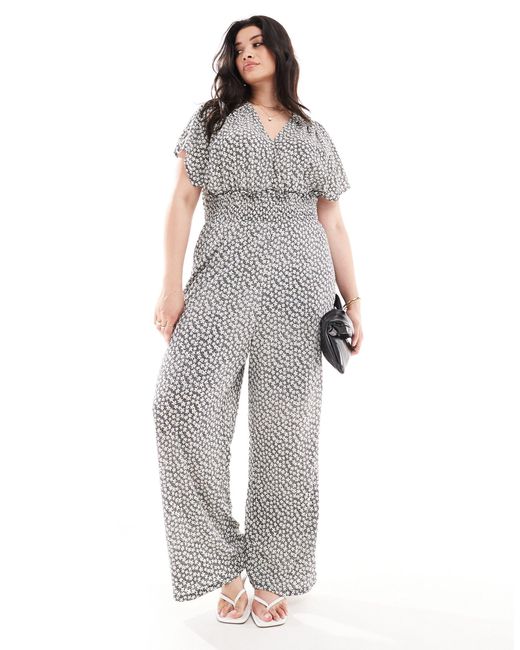ONLY Gray Daisy Print Jumpsuit