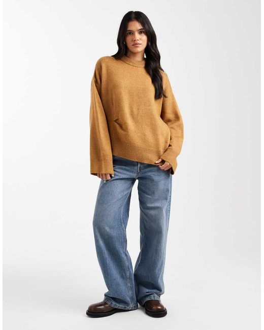 ASOS Blue Jumper With Split Hem And Pleat Detail