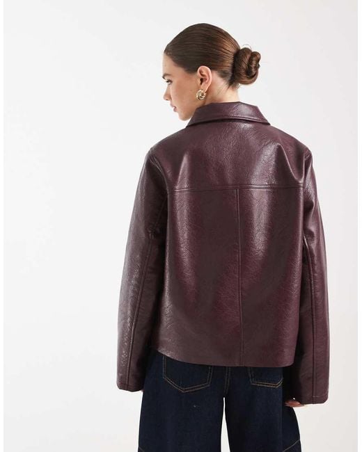ASOS Purple Leather Look Harrington Jacket