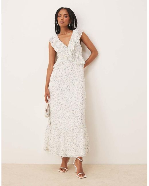 Vila Natural Frill Detail Maxi Dress