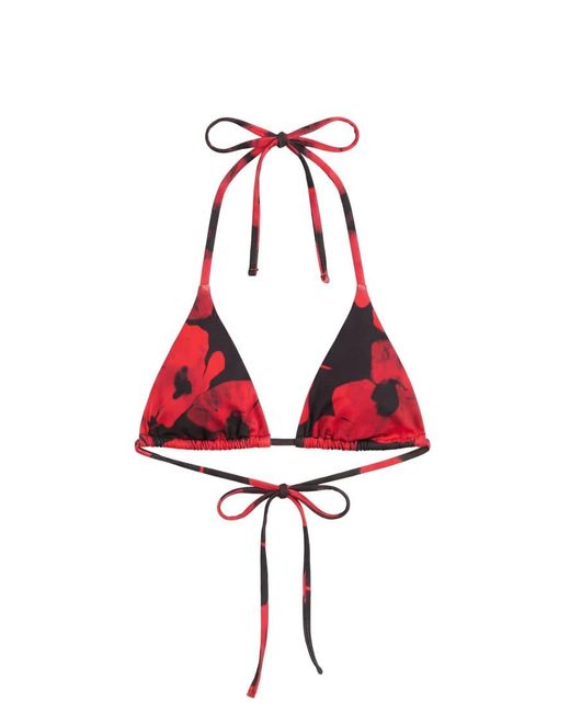 Pull&Bear Brown Poppy Print Triangle Bikini Top