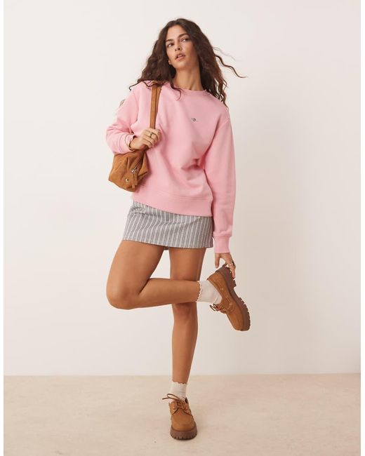 Gant Pink Shield Logo Crew Neck Sweatshirt