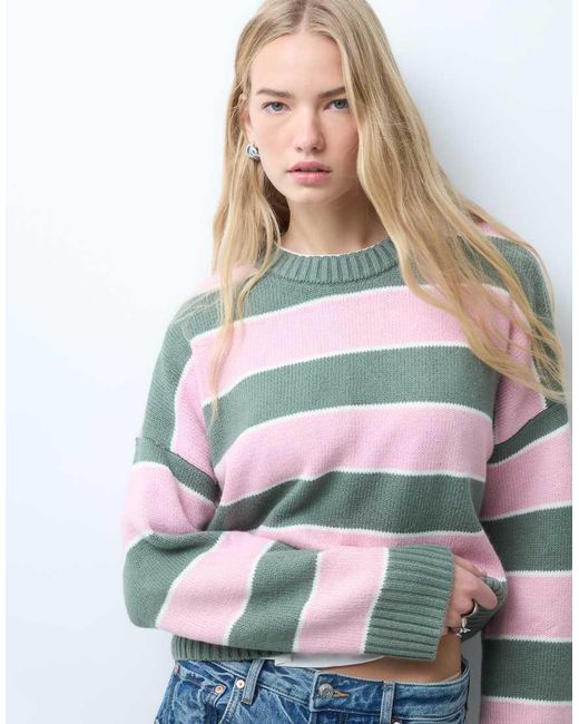 Hollister White Knitted Crew Neck Jumper