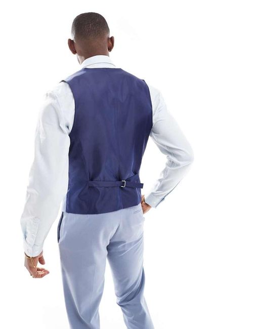 Chaleco De Traje Azul Empolvado Entallado De ASOS de hombre de color Blue