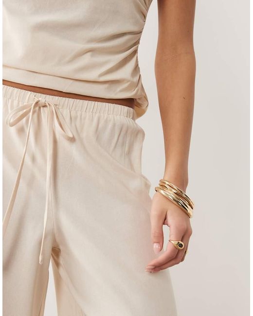 Kaiia Natural Exclusive Linen Blend Wide Leg Trousers Co-ord