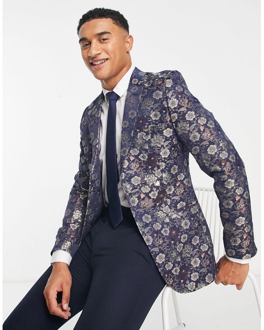 Bolongaro Trevor Synthetic Jacquard Floral Print Suit Jacket in Blue ...