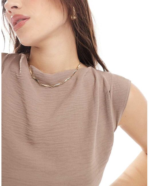 ASOS Natural Drape Cowl Neck Top With Open Tie Back Detail