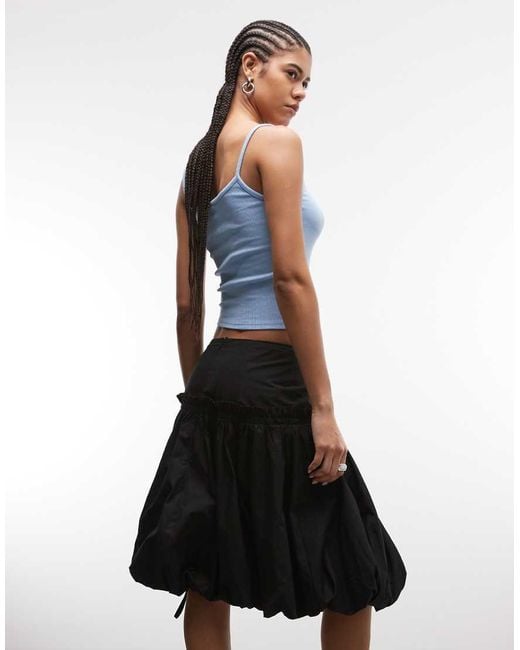 ASOS Black Drawstring Drop Waist Midi Length Bubble Skirt