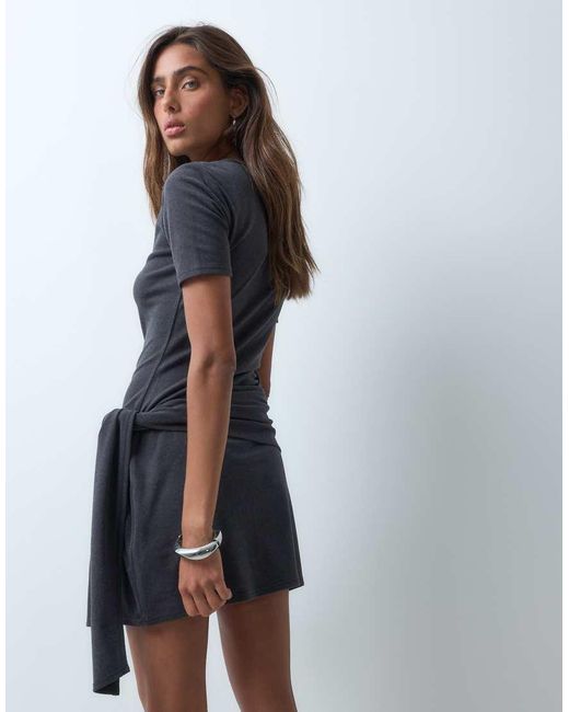 ASOS Gray Supersoft Side Tie Mini Dress