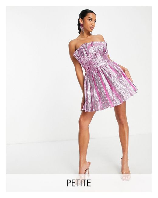Collective The Label Purple Exclusive Bandeau Ruched Waist Mini Dress