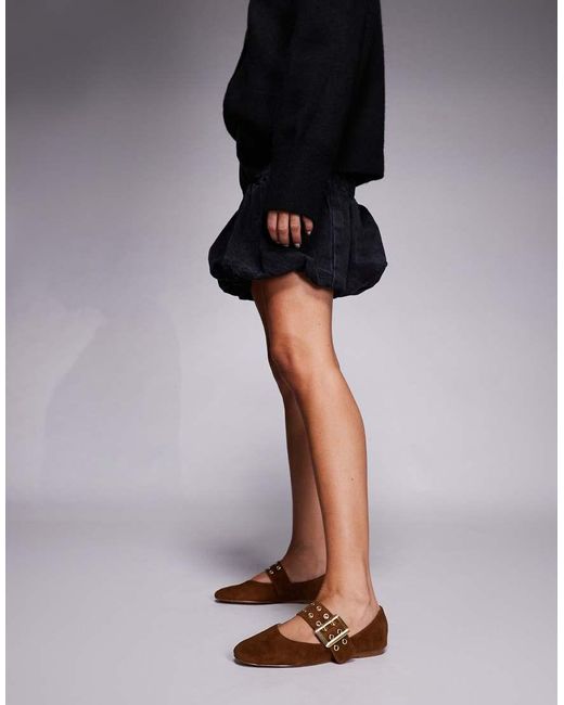 Steve Madden Brown Atlantica Buckle Detail Ballet Flats