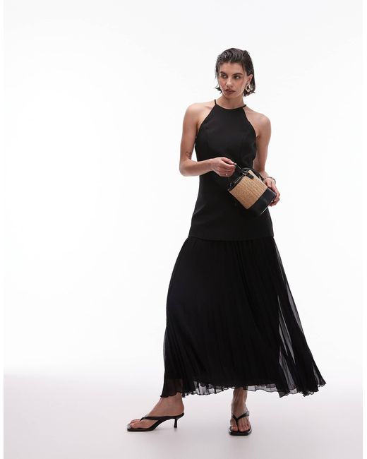 Robe longue hybride avec ourlet plissé Mango en coloris Black