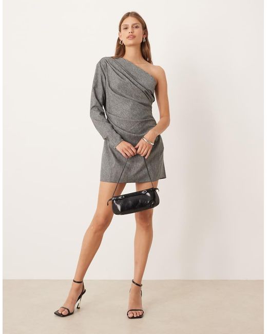 ASOS Natural One Shoulder Draped Mini Dress