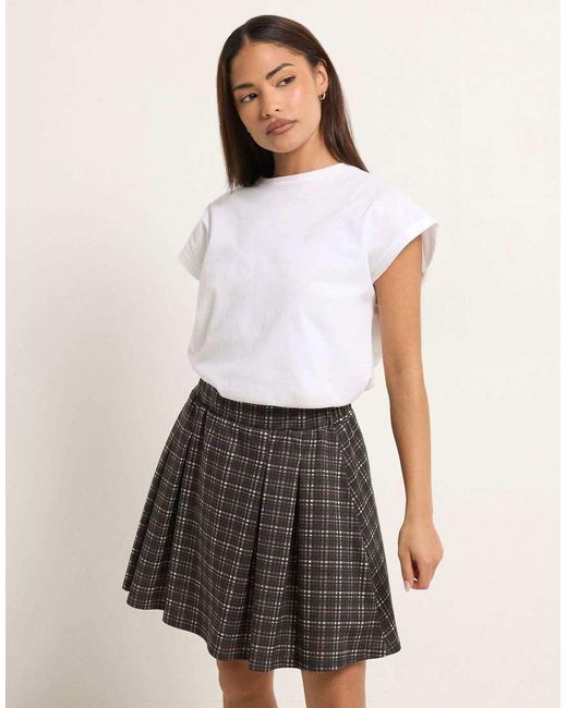PixieGirl Gray Petite Check Mini Skirt
