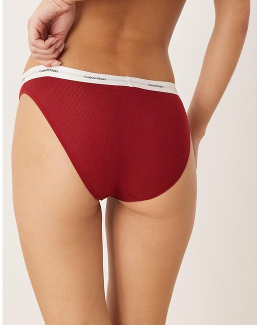 Calvin Klein Red Cotton Stretch Rib Bikini Brief