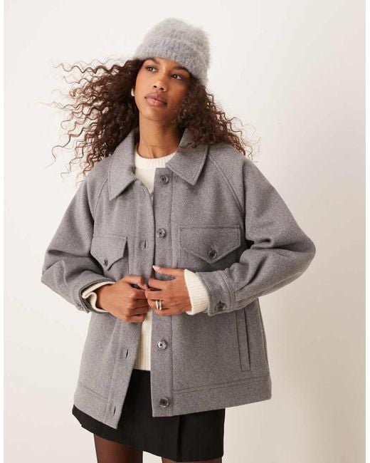 Abercrombie & Fitch Gray Button Up Shacket