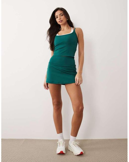 4505 Green Active Tennis Skirt With Under Shorts And Phone Pocket