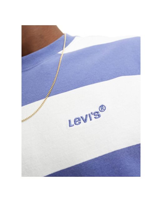 T-shirt oversize à petit logo et rayures - et bleu marine Levi's pour homme en coloris Blue