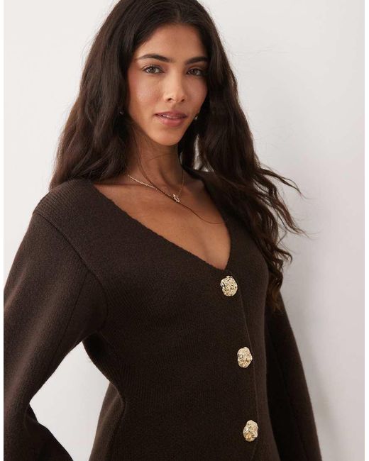 Mango Black Compact Knitted Jacket With Gold Buttons