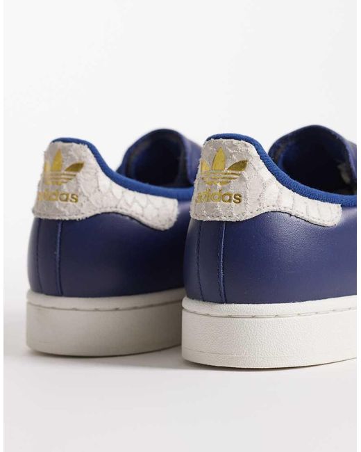 Adidas Originals Blue Superstar Ii Croc Trainers