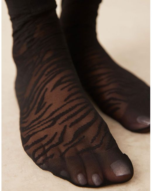 ASOS Black Sheer Tiger Ankle Socks