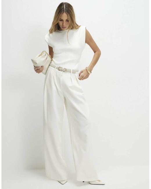 River Island White Fitted Clean Knit Top