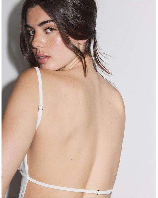Stradivarius White Open Back Strappy Top