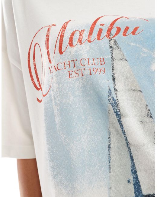 T-shirt oversize épais avec motif malibu gothique - crème ASOS en coloris White