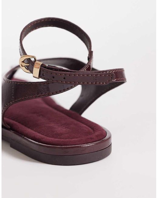 ASOS Brown Finsbury Toe Post Sandals With Ankle Straps