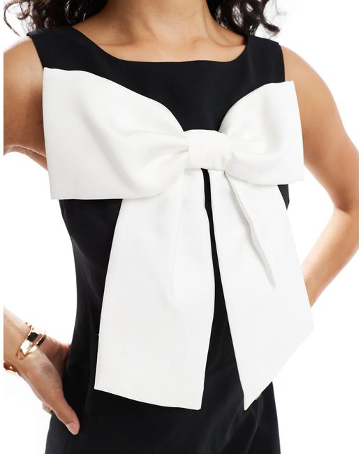 EVER NEW Black Color Block Bow Detail Mini Dress