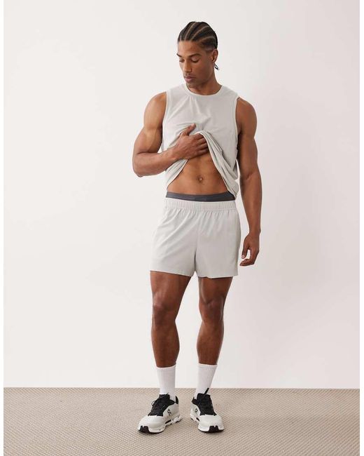 4505 Gray Active 5" Base Layer Training Half Tights With Phone Pocket for men