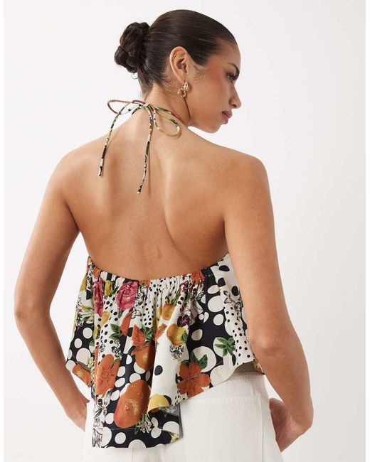 ASOS Natural Halterneck Volume Cropped Vest
