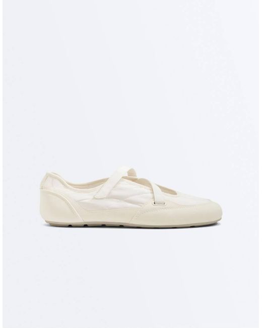 Oysho White Nylon Sport Ballet Flat