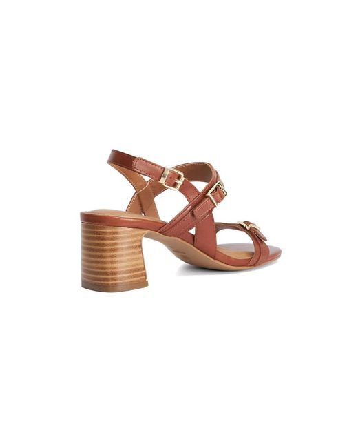 Dune Brown Jiving Block Heeled Sandals