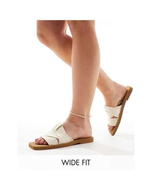 Public Desire White Lyra Crossover Flat Sandals