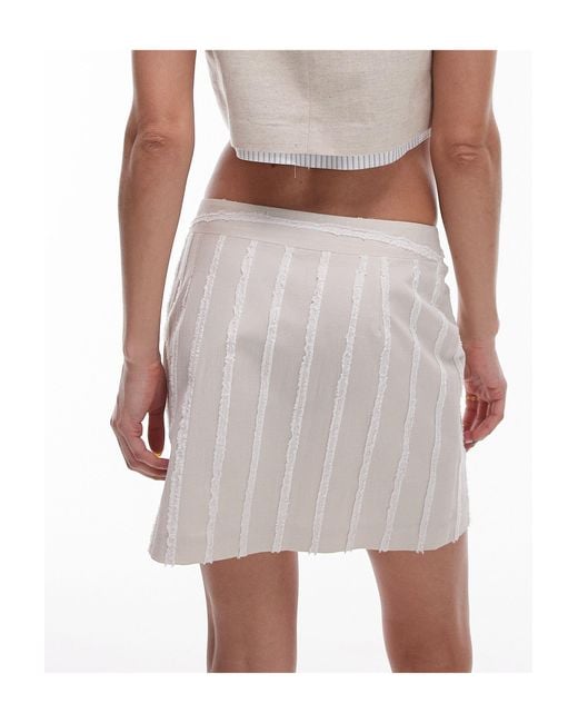 TOPSHOP White Co-ord Textured Stripe Mini Skirt