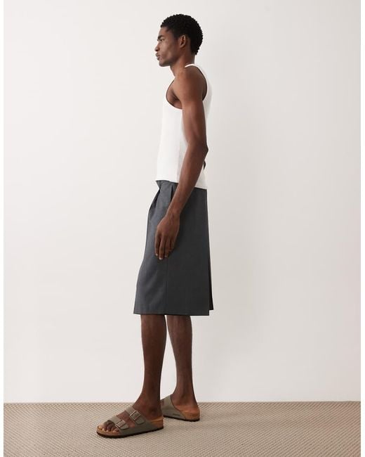 ASOS Blue Tailored Pleated Denim Look Oversized Bermuda Shorts for men