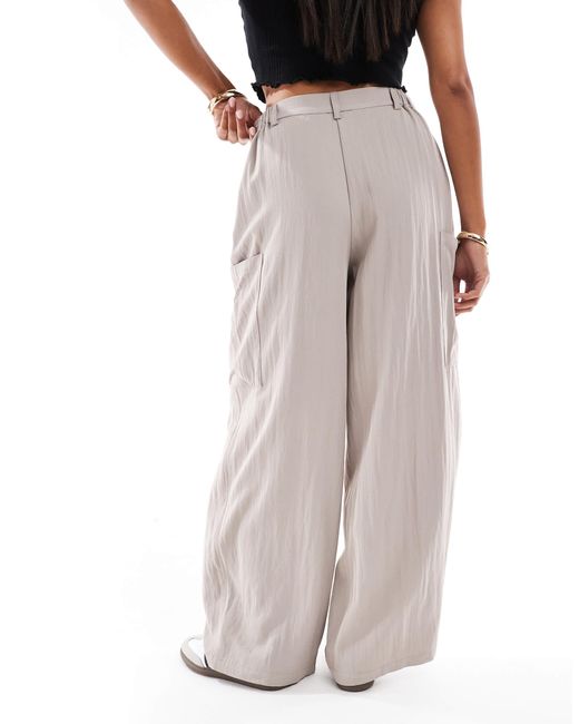 ASOS White Petite Barrel Leg Utility Trousers