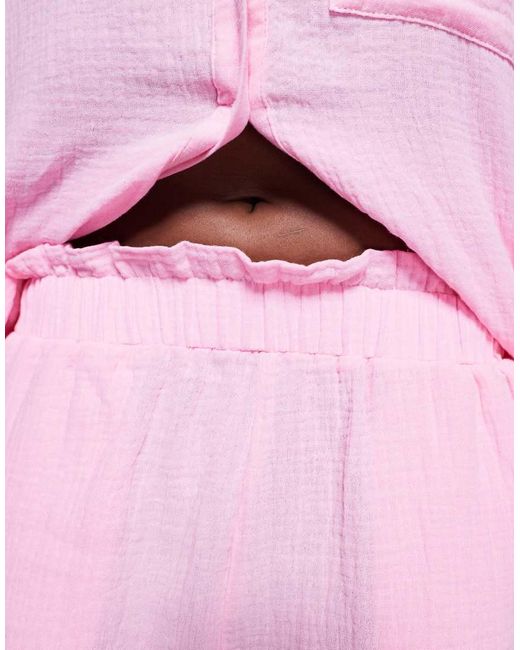 Pantalones Cortos Rosas Con Cinturilla Elástica De Bambula De Missy Empire (Parte De Un Conjunto) Missy Empire de color Pink