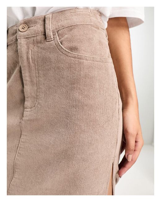 ASOS Natural Cord Pencil Skirt With Split