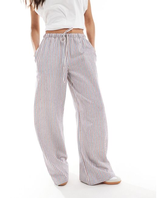 Pantalon large noué à la taille - rayures nautiques ASOS en coloris White