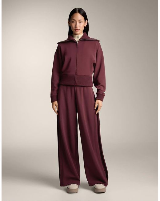 Oysho Red Cocoon Trousers With Side Pleat And Brushed Modal