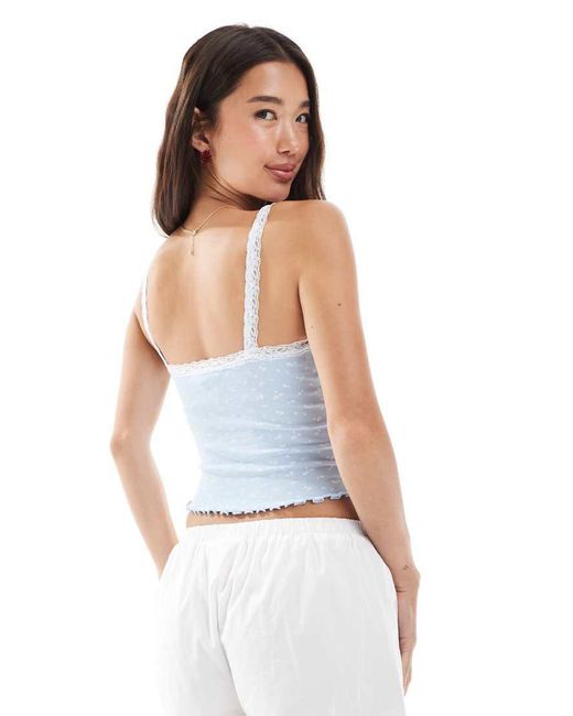 New Look Hemdje Met Kanten Randje in het White