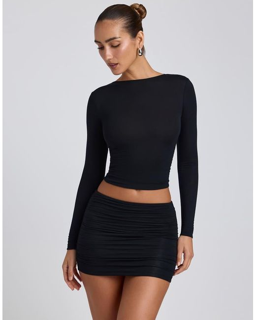 Oh Polly Blue Jersey Boat Neck Fitted Long Sleeve Top Co-ord