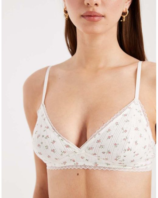 Lindex Natural Floral Pointelle Bralette